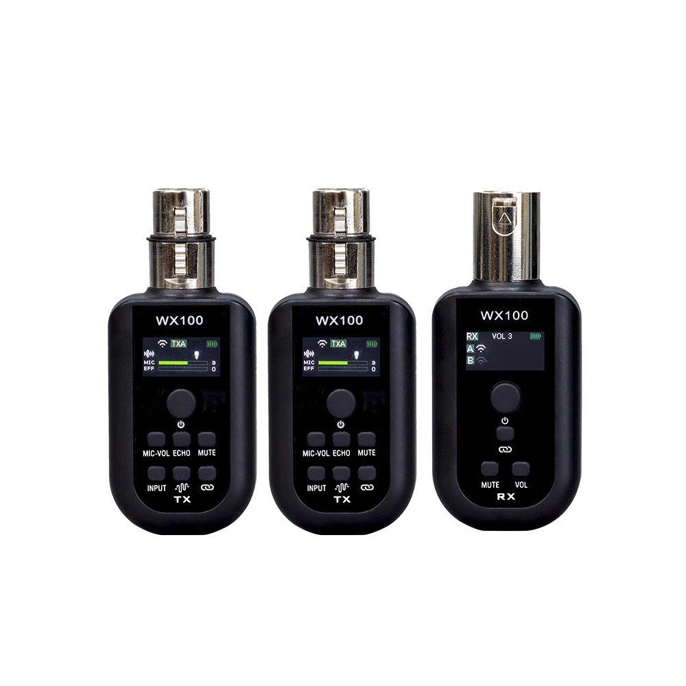 Professional Reverb Mute Noise Reduction Wireless Adapter Wired Microphone to Wireless XLR Plug on Audio Transmitter and Receive