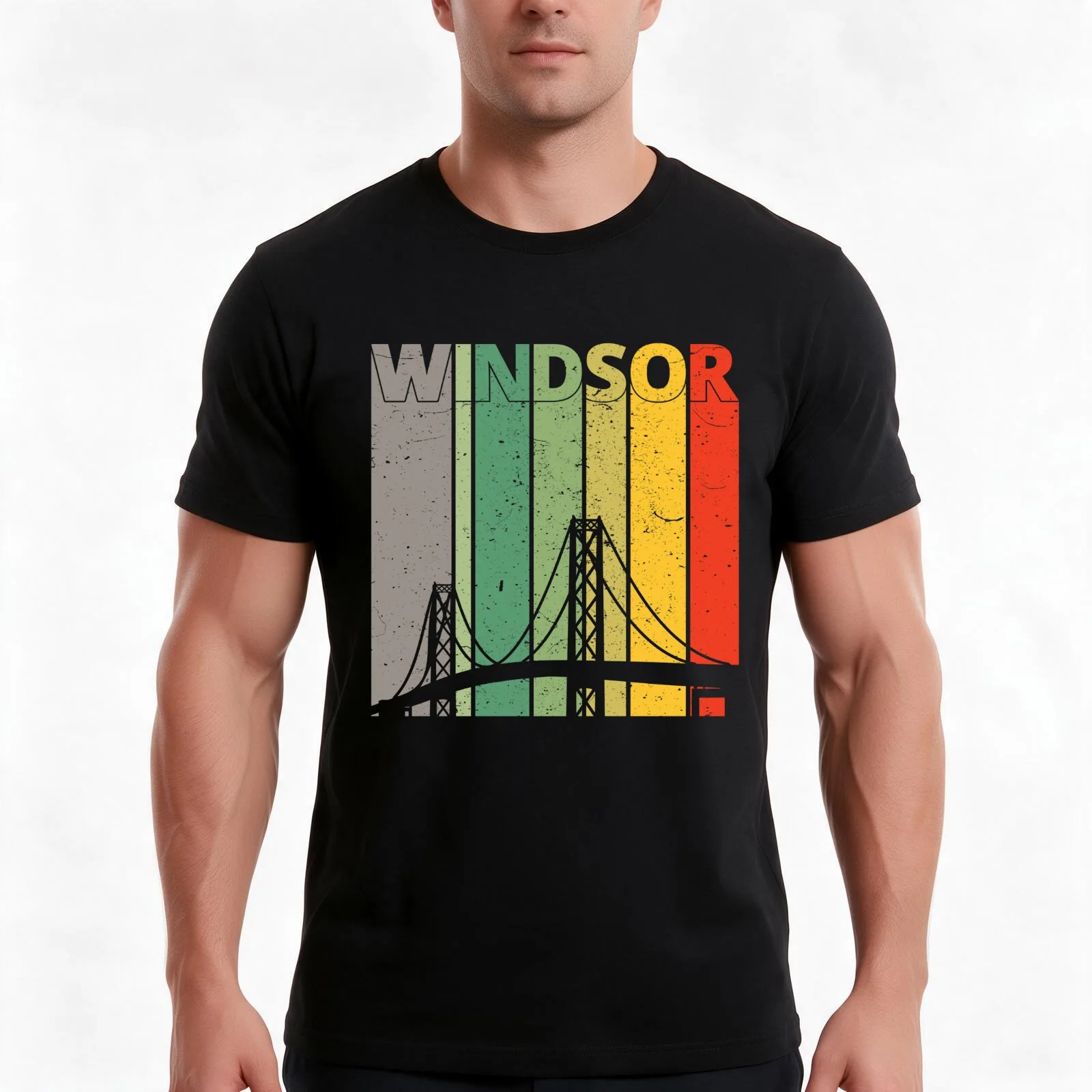 Windsor Ambassador Bridge Vintage Retro Design T-Shirt, Summer Casual Cotton Tee, Oversized Streetwear Tops, Unisex Men Women