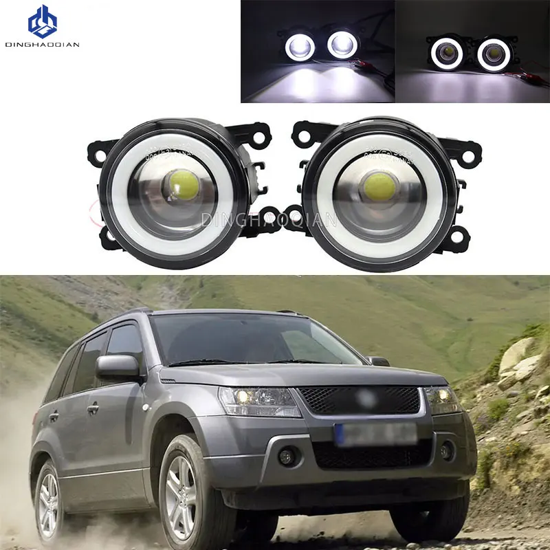 Luz LED antiniebla para coche, lámpara diurna DRL de ojo de Ángel H11 12V de alto brillo para Suzuki Grand Vitara 2/II JT 2005-2015, 2 piezas