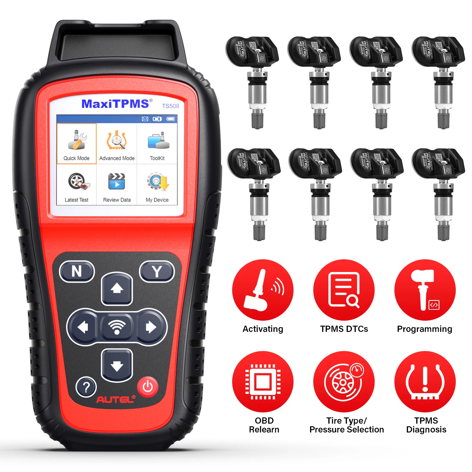 Autel TS508K TPMS Relearn Reset Diagnostic Tool 8 Tire Pressure Sensor Programmer Free Updated PK TS501 TS408