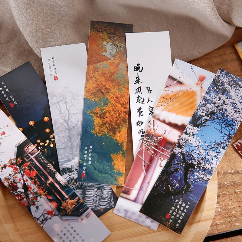 30 Pcs/Set Mountain and River Series Bookmark INS Photography Landscape Book Markers Message Card Gift Stationery