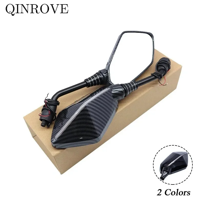 8MM 10MM Universal Motorcycle Rearview Mirrors with LED Turn Signal Light Rear View Side Mirror for Honda Hornet CB650R CBR650 R