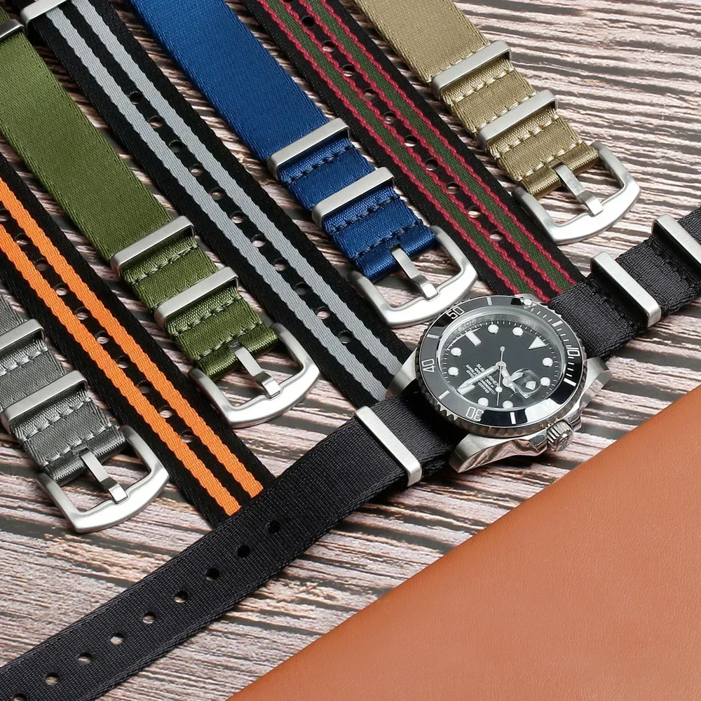 高密度ナイロンストラップ オメガ シーマスター 007 20mm 22mm ソフトナイロンブレスレット セイコー ミリタリーウォッチバンド Samsung Galaxy用