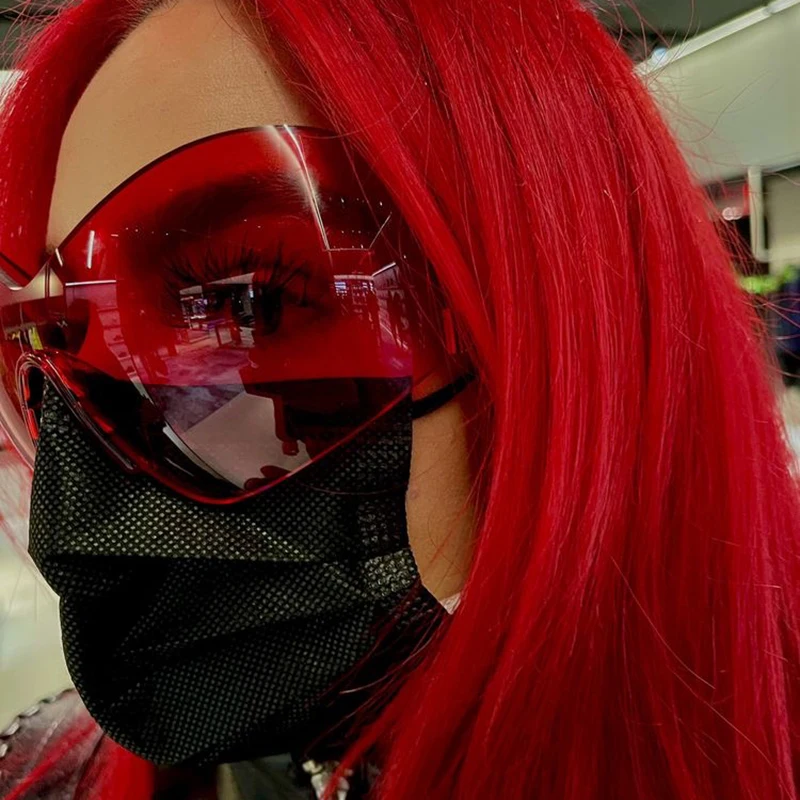 2023 Luxury Brand Oversized Sunglasses Women Men New Punk Goggle Y2K Black Sport Sun Glasses One Piece Steampunk Eyewear Shades
