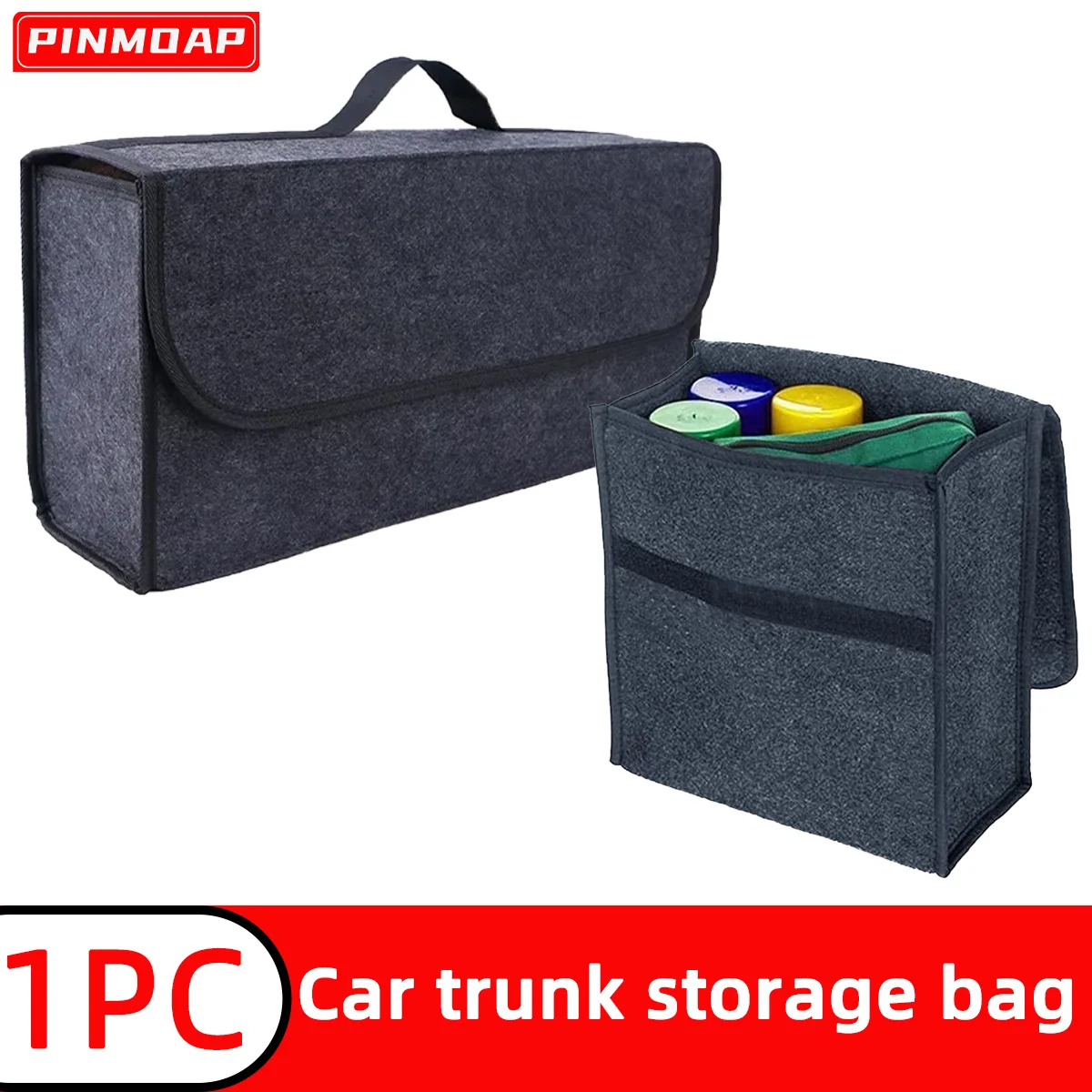 PINMOAP Large Capacity Storage Bag Foldable Car Felt Box Car Trunk Storage Bag Thickened Material Handbag Automotive Supplies