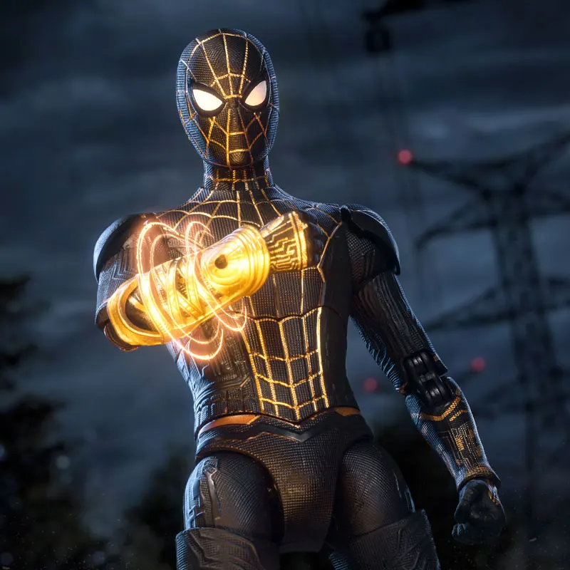 Figura de acción de Spider Man de Marvel, Spider-Man, oro negro, 7 pulgadas, 1:10: figura de la serie No Way Home, adorno de escritorio, regalo del Festival