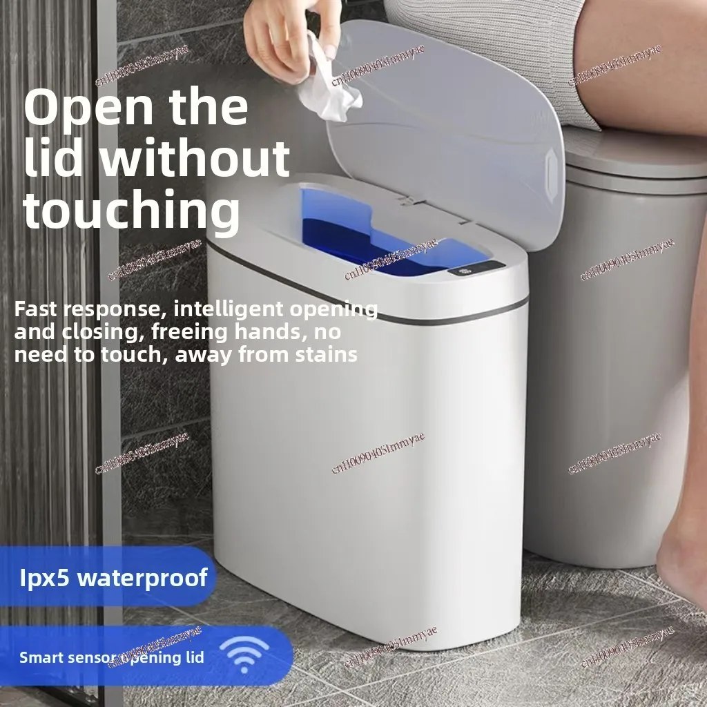 Intelligent induction trash can, bathroom wall hanging with cover, automatic induction home