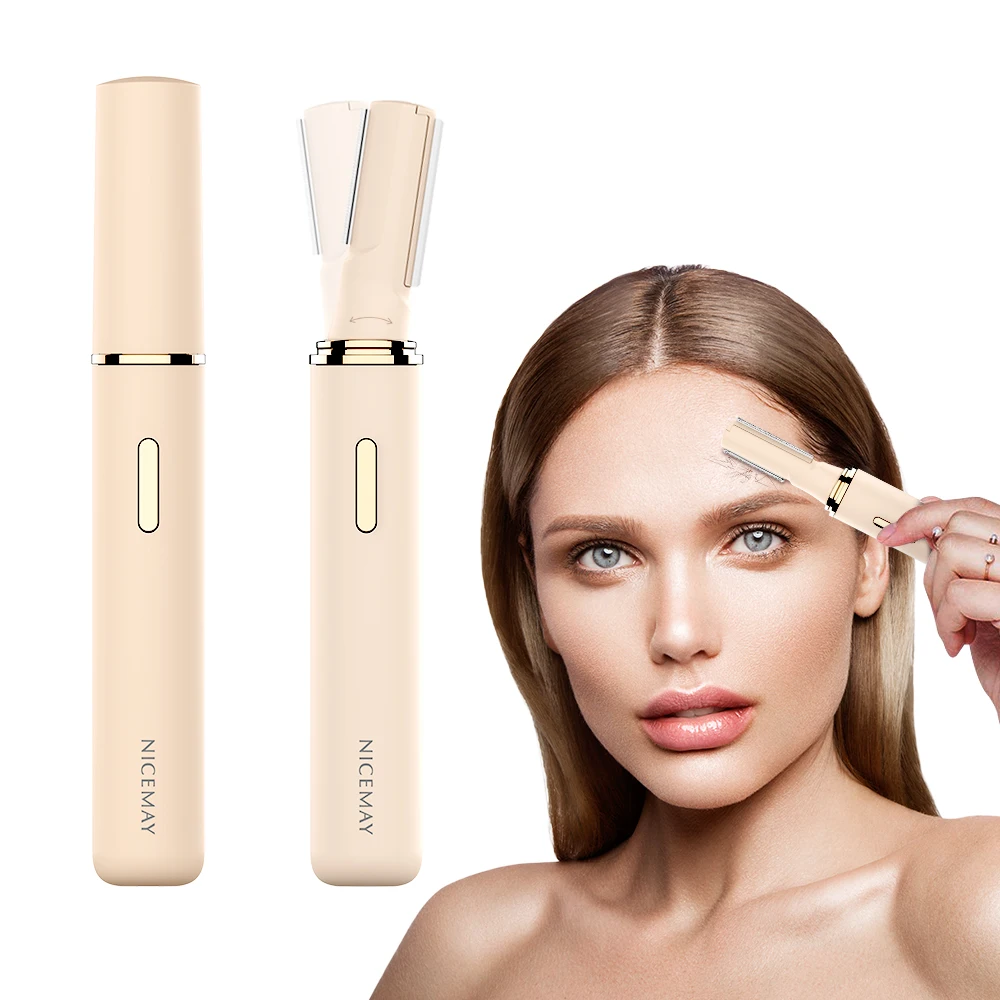 2 in 1 Ladies Electric Eyebrow Trimmer & Hair Remover Peach Fluff Facial Hair Removal Tool Household