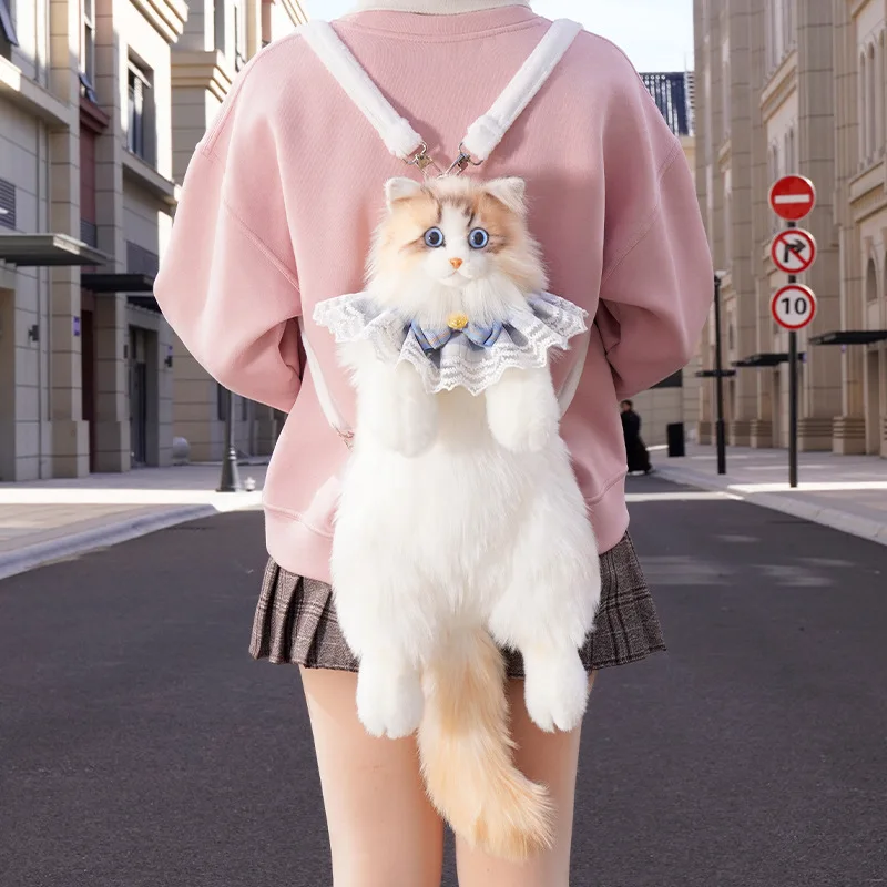 Pop Vlam Lijn Kat Pluche Rugzak Cadeau voor Meisjes Kinderen Rugzak Vriendin Dames Meisjes Witte Kerstkussens Gevulde Tas