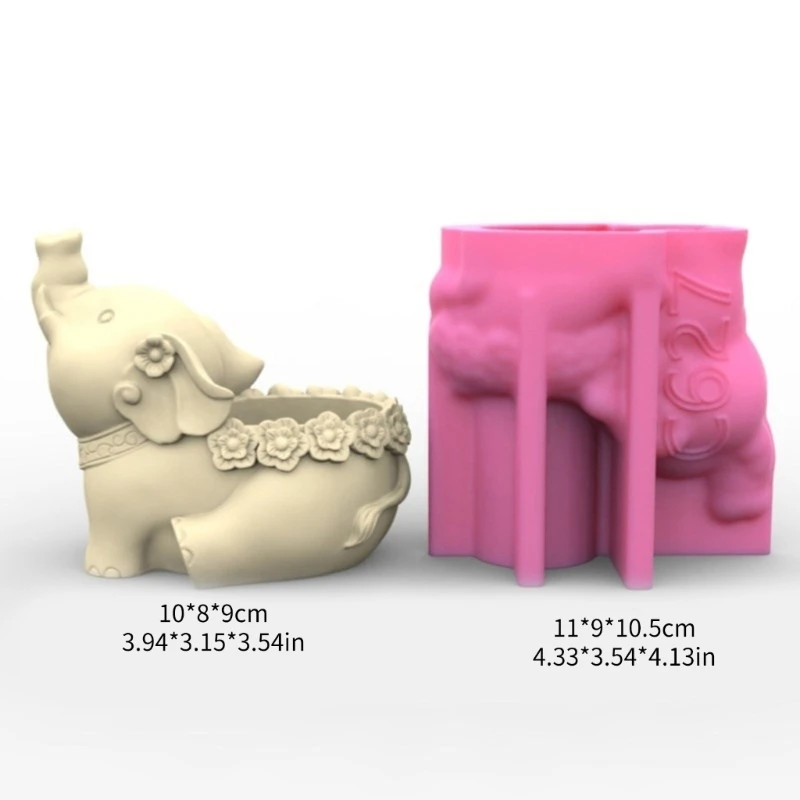 3D Elefante Vaso Fiori Stampo In Silicone Stampo In Resina Epossidica Vasi Piante Succulente Portacandele Stampo In Gesso