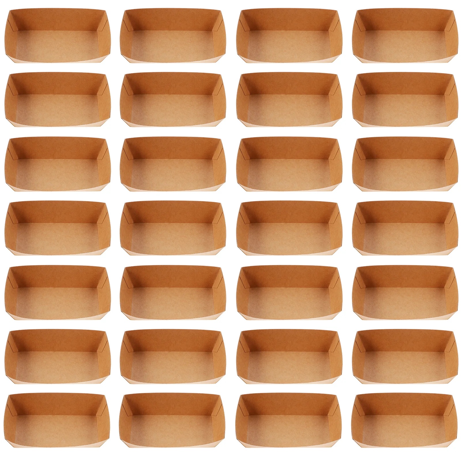 200Pcs Brown Disposable Paper Boat Boxes Picnic Boxes Takeaway Snack Packaging Boxes Gift Boxes Appetizer Plates Sushi