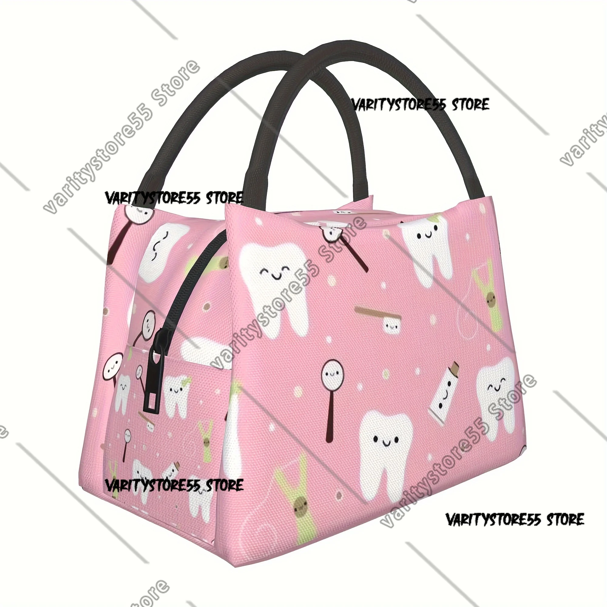 

Сумка для обеда на стоматологической тематике, многоразовая сумка-холодильник из полиэстера с рисунком зубов, кемпинг, пикник, пляж