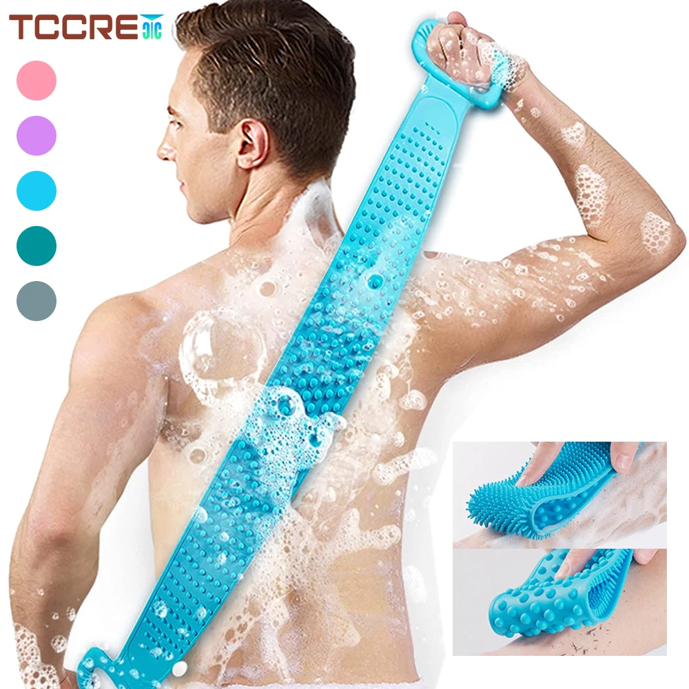 Body Silicone Brush Scrub Body Exfoliating Sponge Brush Bathroom Shower Back Brush Bath Scrub Clean Tool Stain Removal Bath Belt