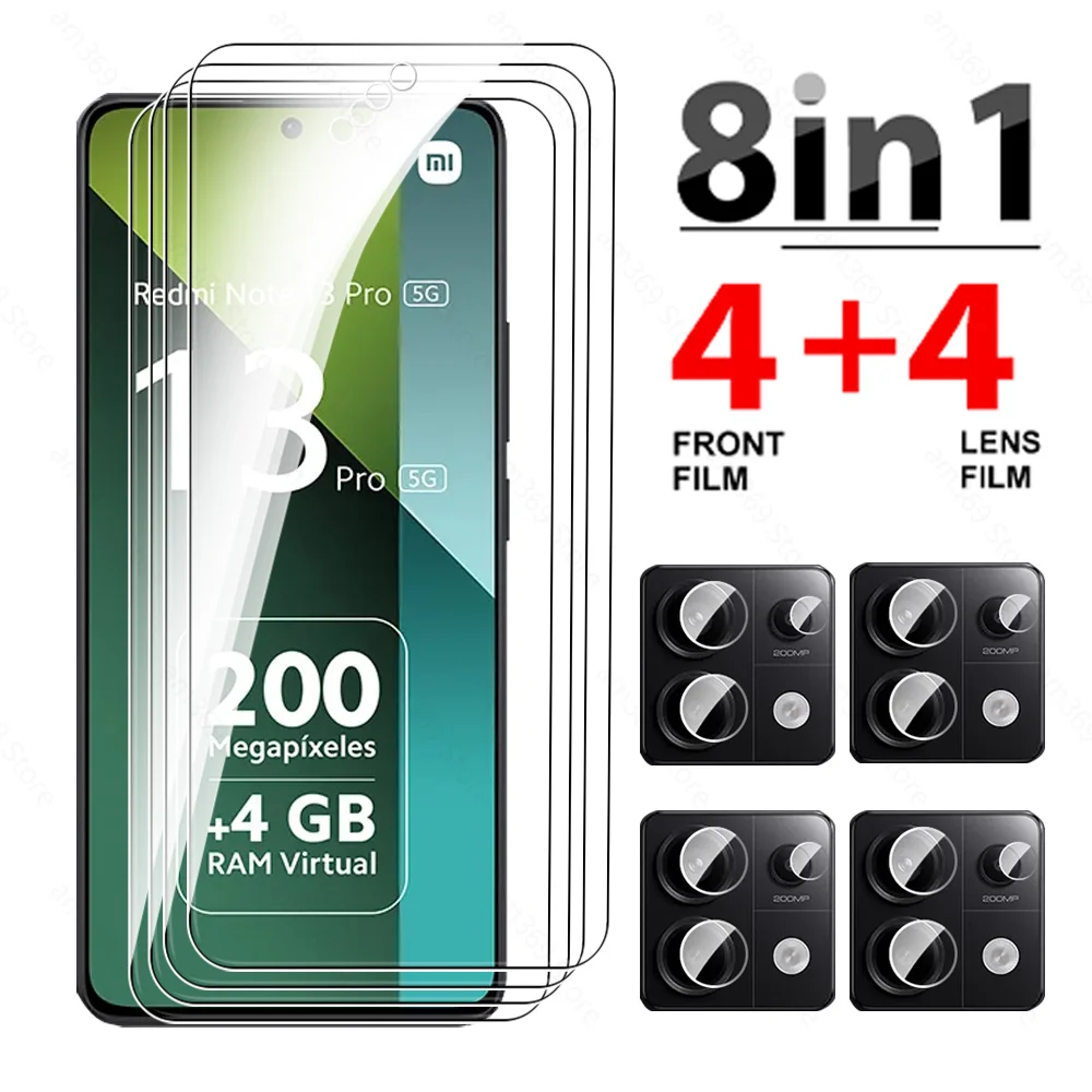 8in1 Screen Protector For Xiaomi Redmi Note 13 Pro 5G Glass Film película Redmy Note13Pro 4G Glass Protector Note13 Lens Glass