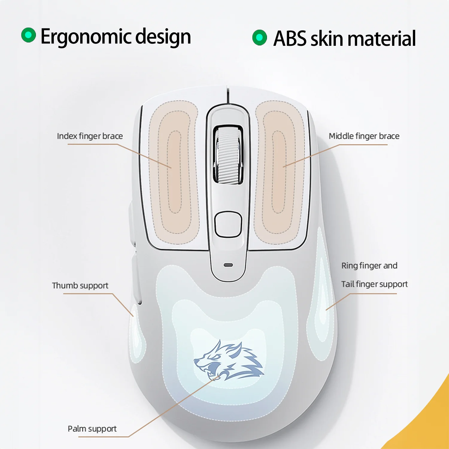 ماوس صامت لاسلكي FREEWOLF A3، وضع مزدوج بلوتوث، 4000 نقطة في البوصة، شحن من النوع C، جلد ABS مريح، مؤشر البطارية