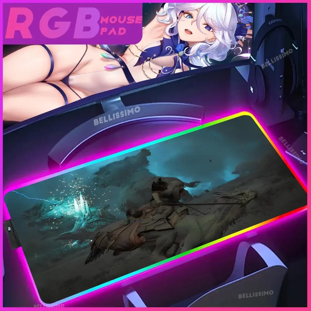 RGB gioco d\'azione cooperativo Monster Hunter Wilds Mouse Pad GamingPad grande kawaii Pad tastiera scrivania pc gaming tappetino antiscivolo in gomma