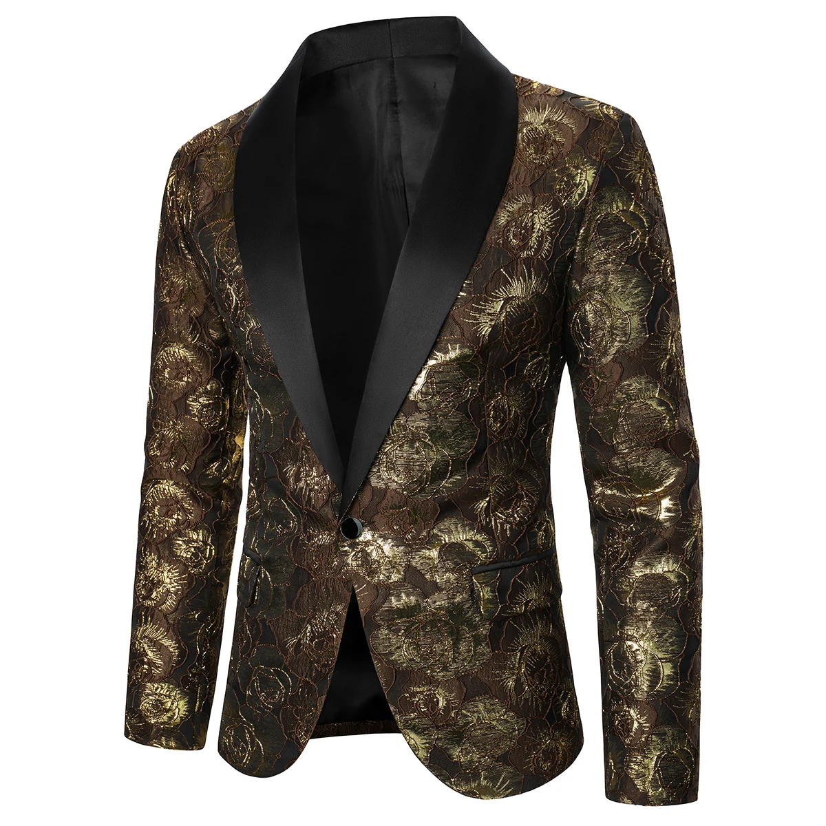 Men's suit texture fabric Single button Pockets casual style Men's blazer banquet Wedding Stage performance Street Men's coat