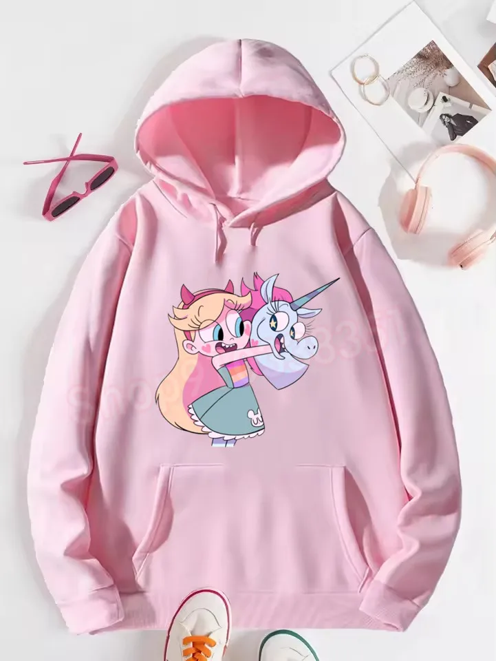 

Женские толстовки с капюшоном в стиле аниме Star Vs. The Forces of Evil, толстовка Harajuku, топ Y2k, милая толстовка с капюшоном, зимняя женская одежда