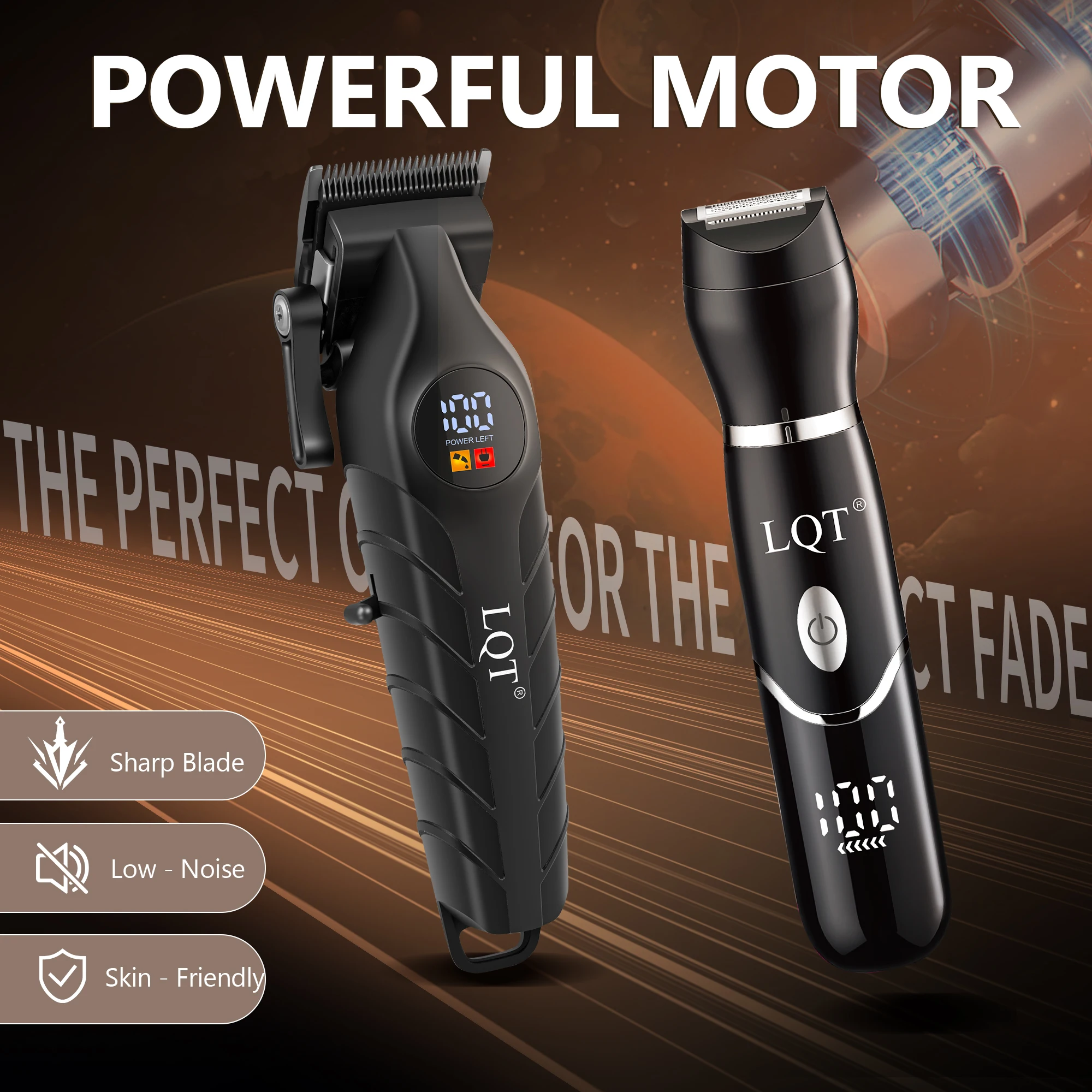 LQT Hair Clipper Multi‑Function Trimmer Set USB‑C Rechargeable LCD Display Barber Haircut Kit for Men Grooming with Guide Combs