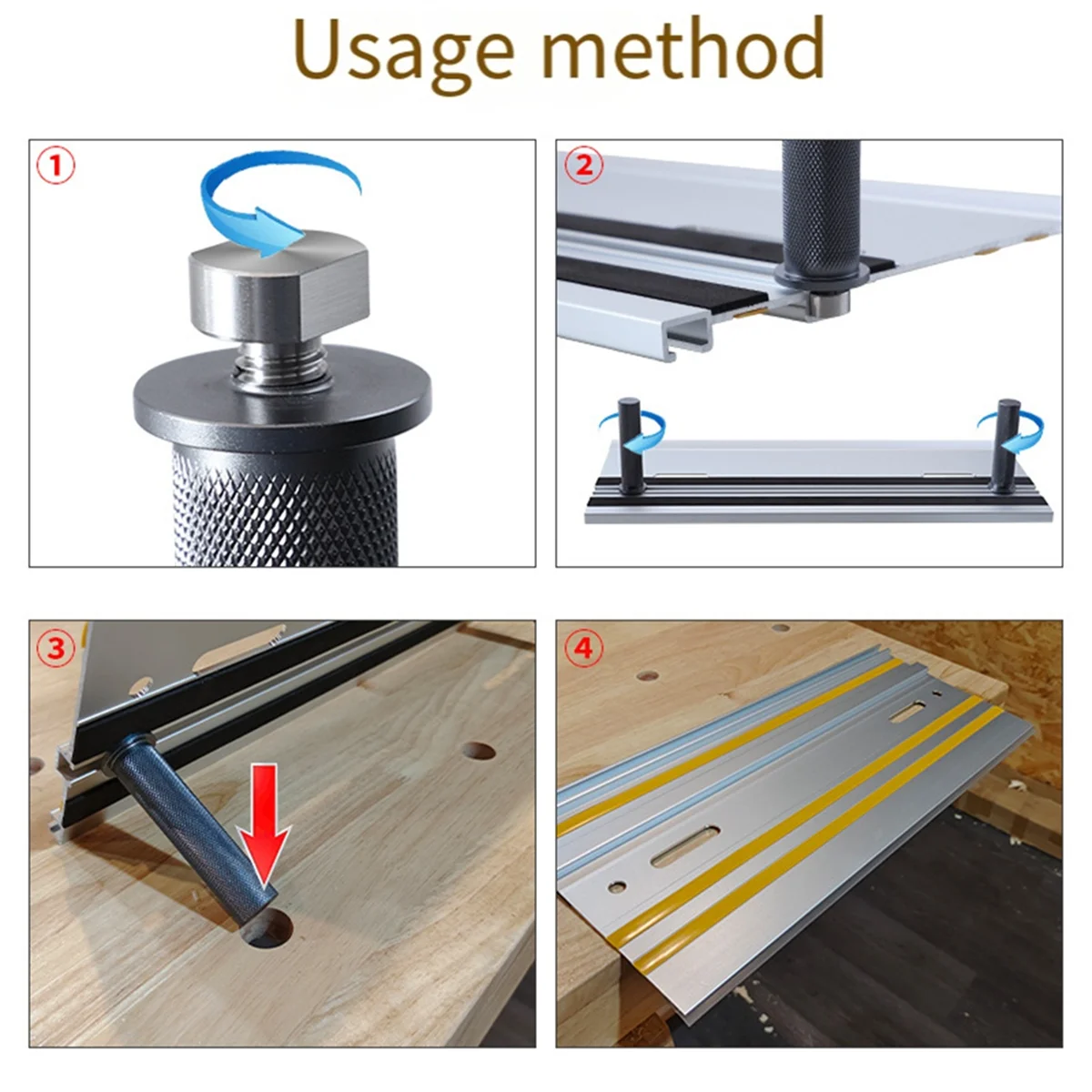 Aluminiumlegierung Führungsschiene Schiene Werkbank Peg Bremsbank Klemme 19mm Hundeloch Holzbearbeitung Tisch Begrenzungsblock Werkbank