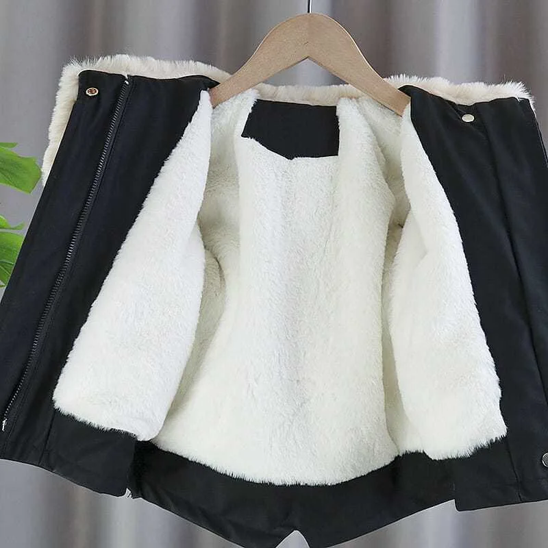 Winter Plus Velvet Warm Kids Windbreaker Jackets For Girls Coat New Fashion Children's Outerwear 1-6 Years Toddler Girl Clothes image 2