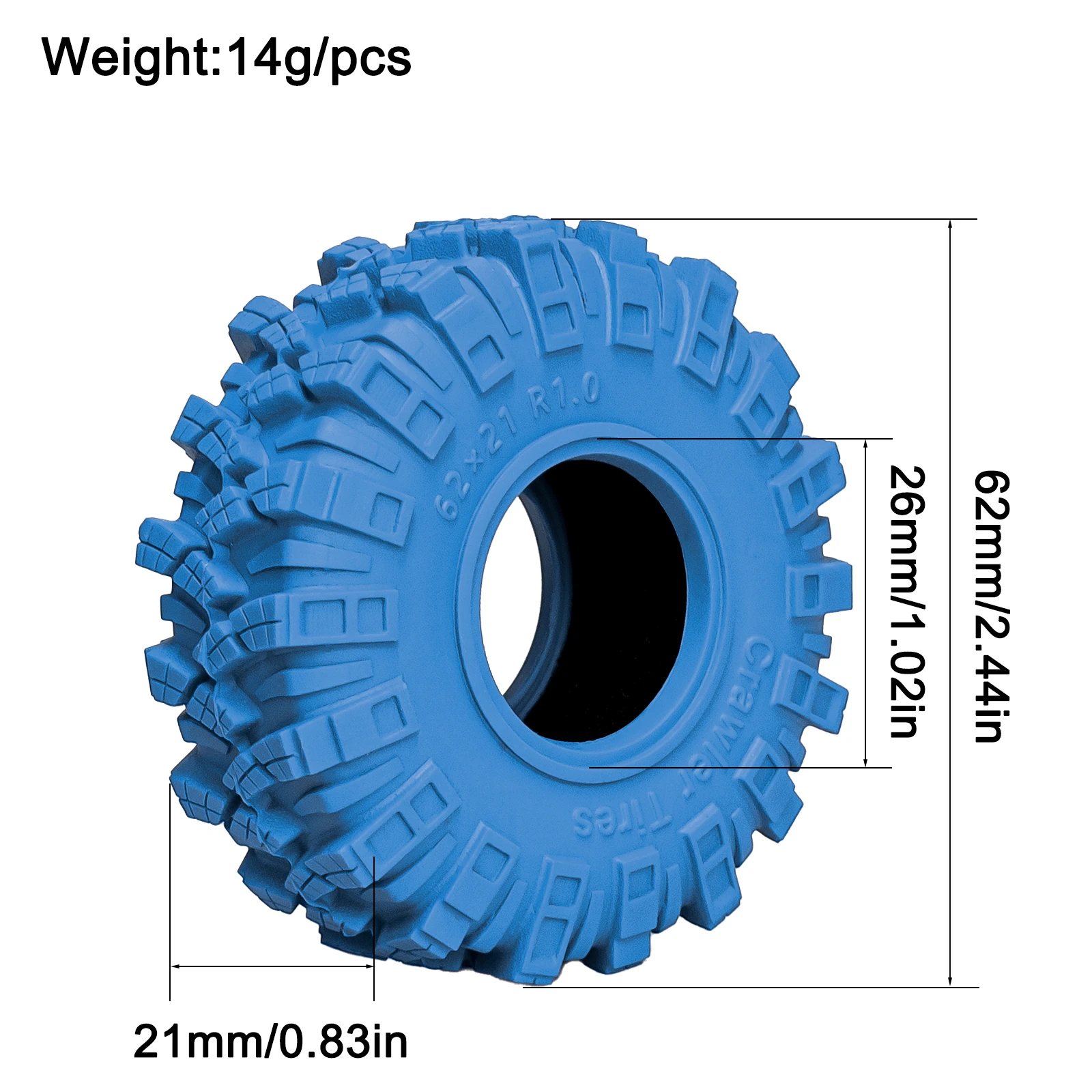 4PCS 1.0 Tires Soft High Grip Colored  All Terrain Tire  with Foam Insert for RC 1/18 1/24 TRX4M SCX24 FCX24 Upgrade Parts