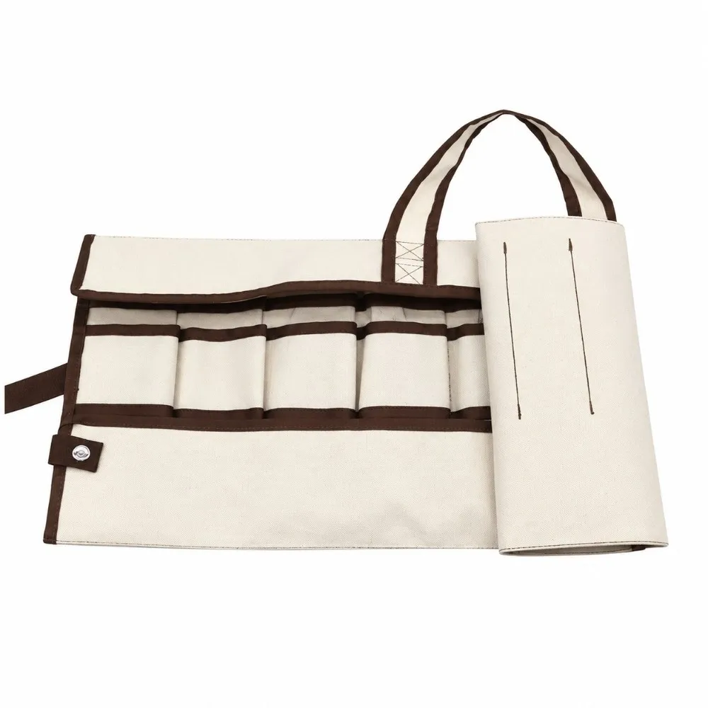 Durable 600D Oxford Cloth Garden Tool Bag Portable Foldable Tool Storage Bag Beige Water Proof Hand Tool Bag Bonsai Kit Carrying