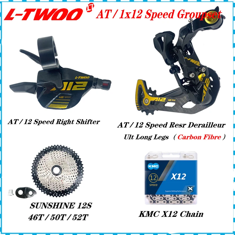 LTWOO AT 1x12 Speed Derailleurs Groupset 12 Speed Right Shift Lever X12 Chain RD Sunshine Cassette 46T 50T 52T M6100-M9100