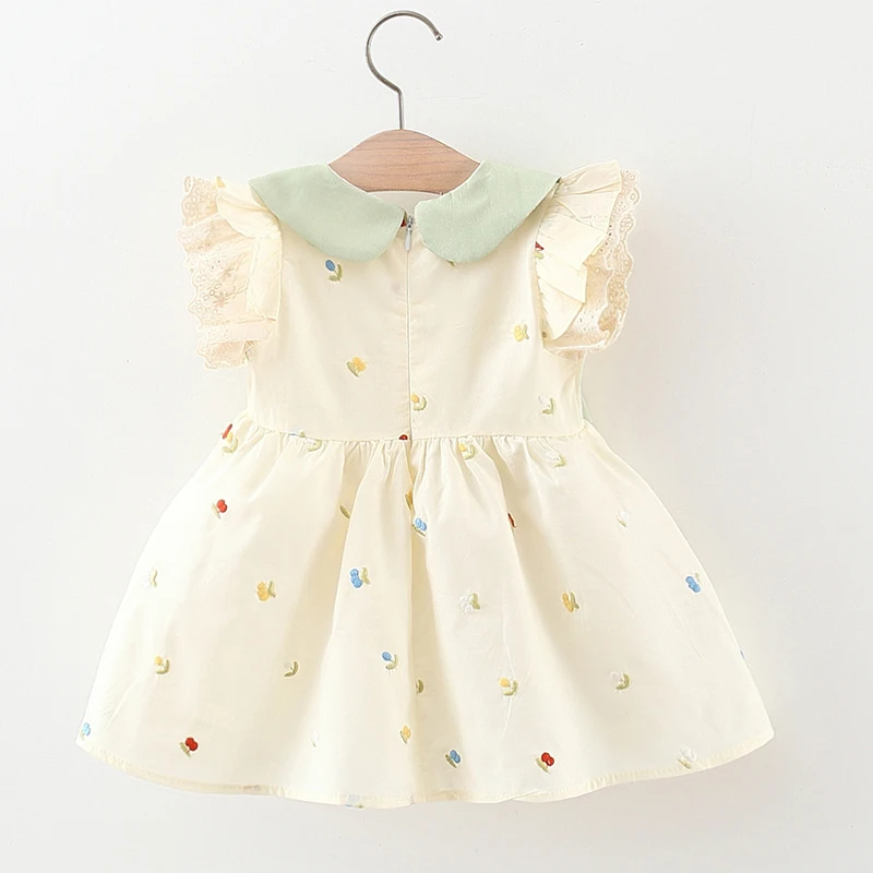 Summer Baby Girl Dress Elegant Princess Dress Lace Ruffle Sleeve Children Girl Dress Sweet Cute Doll Collar Kid Clothes A1229