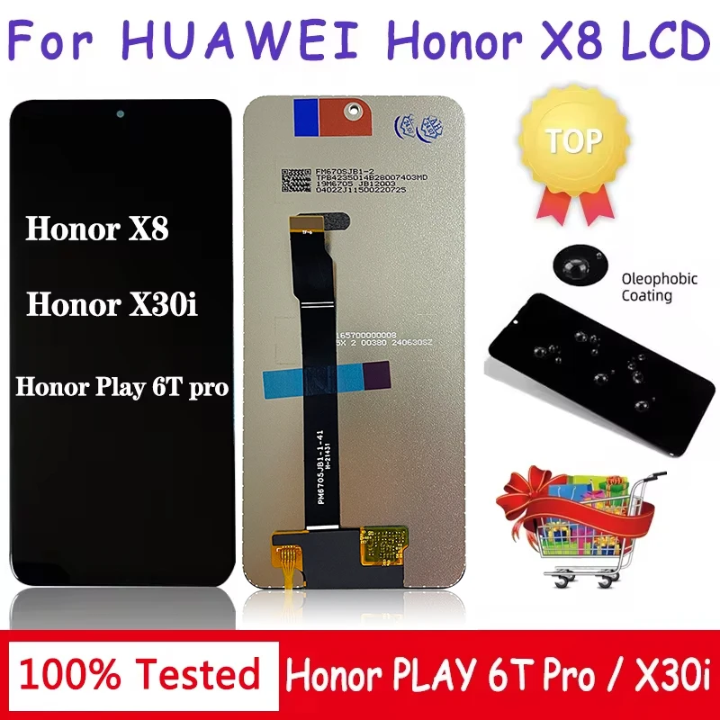 6.7''Test X30i LCD For Huawei Honor X8 TFY-AN00 LCD Screen Frame Touch Screen Panel Digitizer For Honor Play 6T Pro LCD