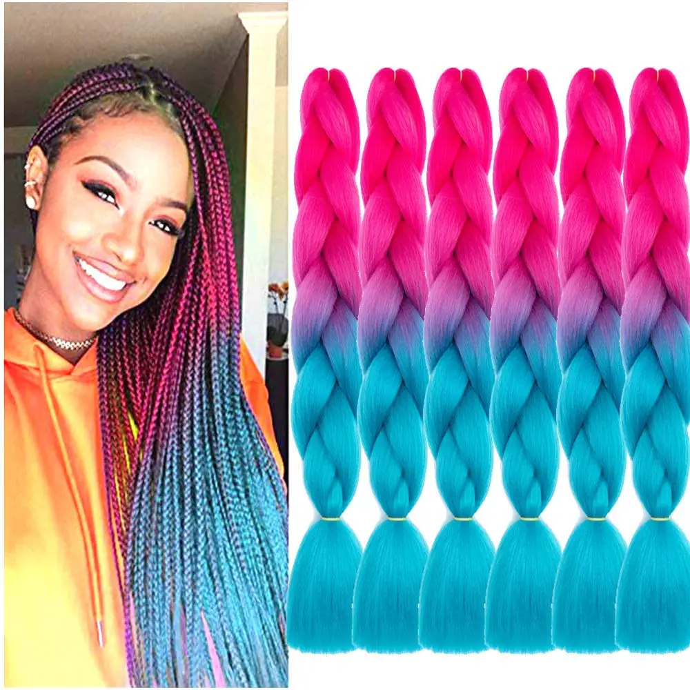 Extensions de cheveux tressés pour femmes, 2 nuances, crochet torsadé, couleur pêche à bleu, africain, document nickel é, JGreeting, en promotion