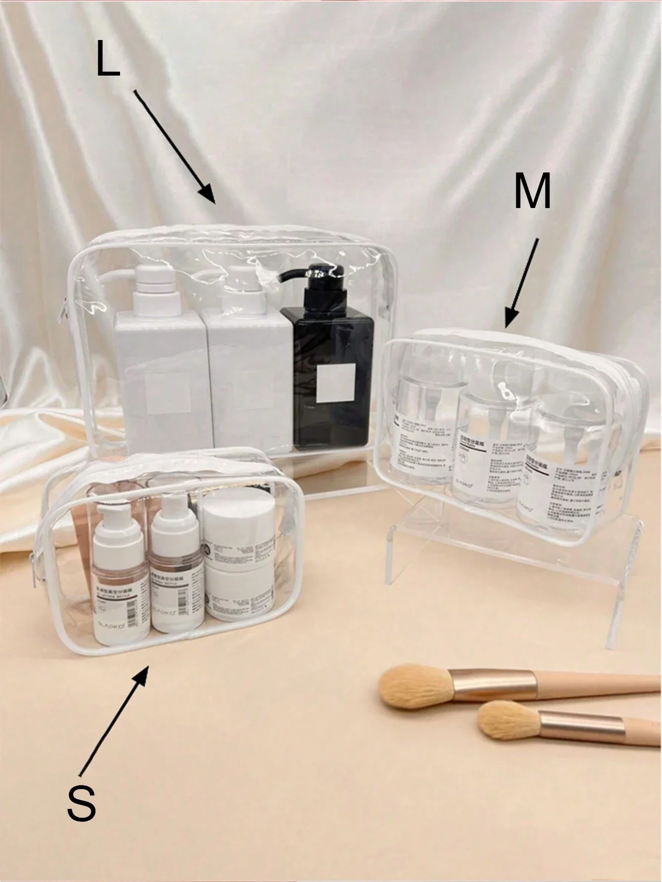 

Прозрачная водонепроницаемая дорожная косметичка-органайзер с молнией для женщин