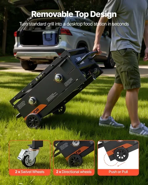 

Газовая гриль-плита с 2 конфорками, 28-дюймовая складная гриль-плита на пропане с колесами, 30000