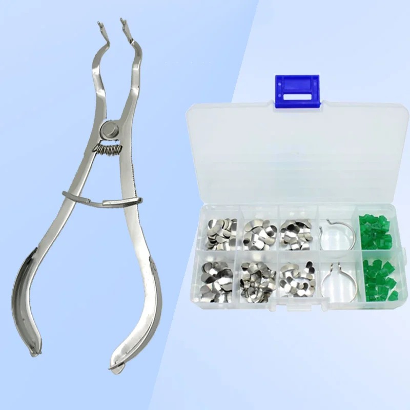 Dental Sectional Contoured Matrices Matrix Ring with 40Pcs Delta Wedges Silicon Rubber Elastic Wedges Dentist Tools Lab