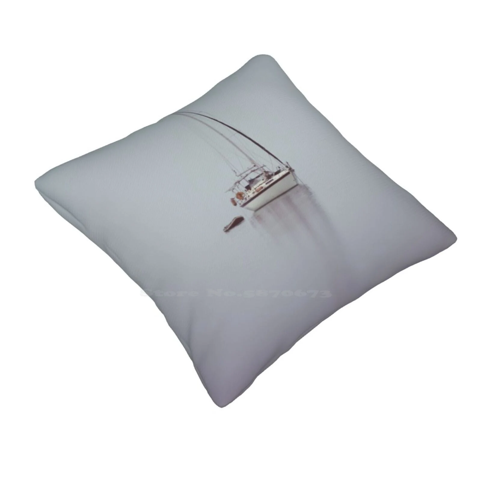 Misty Weather Pillow Cover Hug Pillowcase Water Nature Vessel Sailboat Blue Horizon Beauty Background Yacht Alone Adventures