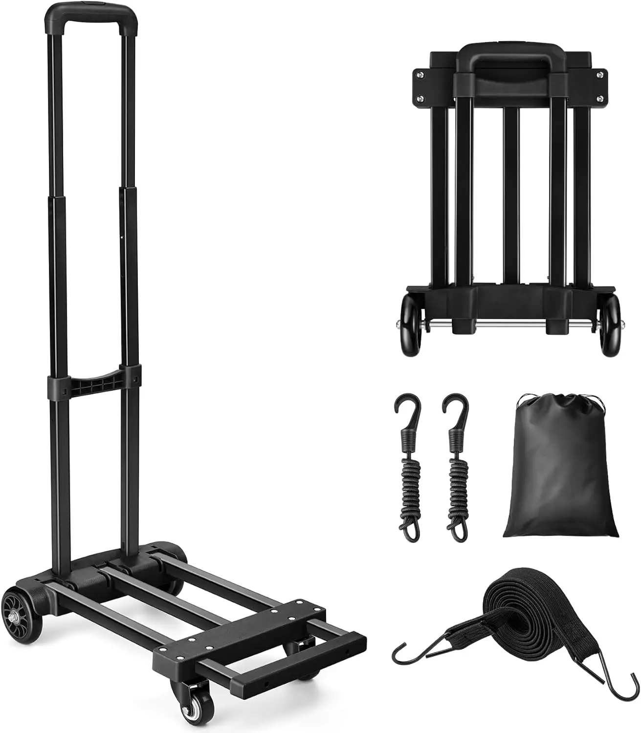 

Folding Hand Truck, 290 lbs Heavy Duty Luggage Cart for Moving, Solid Construction Utility Dolly Cart Compact and Lightweight