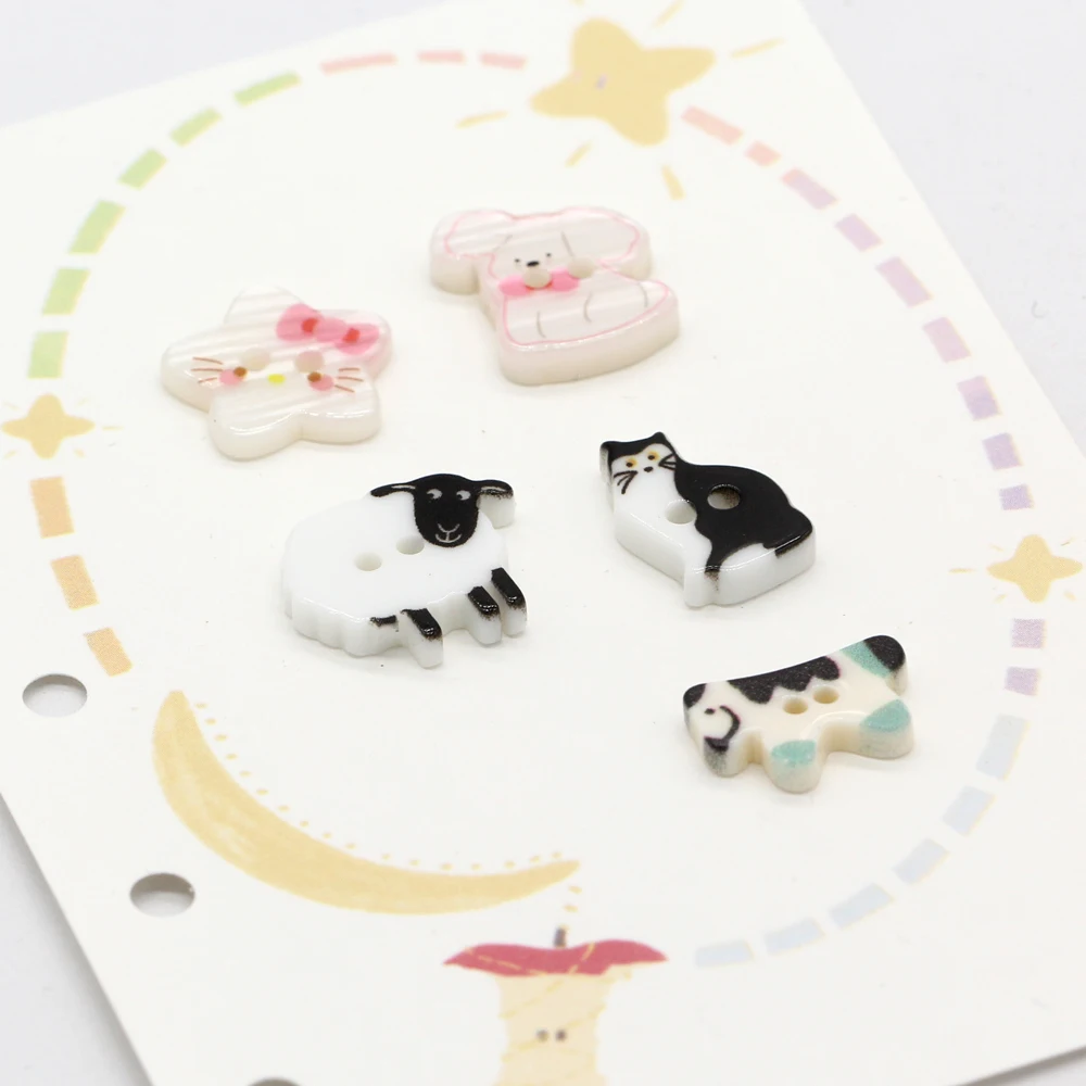 HENGC 10Pcs Cute Animal Shape Resin Buttons for Clothing Kids Shirt Blouse Phone Case Accessories Hairpin Decorations