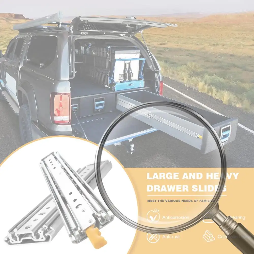 

1 Pair 44 Inch Tool Box Runner with Lock Metal Rails Track Guide Glides Runners Side Mount for RV Cabinets Tool Box & Storage