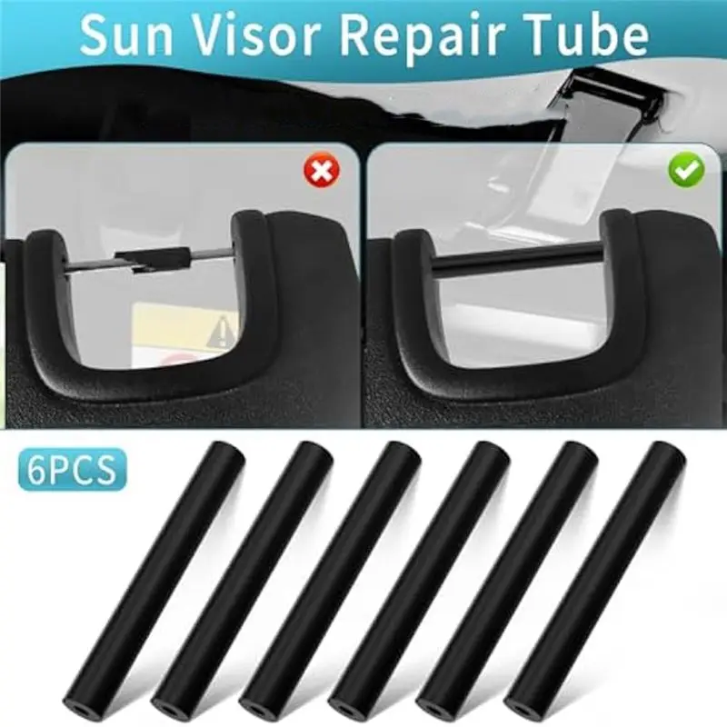 M46K-6Pcs Sun Visor Repair Tube Kit For Wrangler JK JKU 2007-2017 Driver Passenger Side Sun Visor Repair Tube Kit