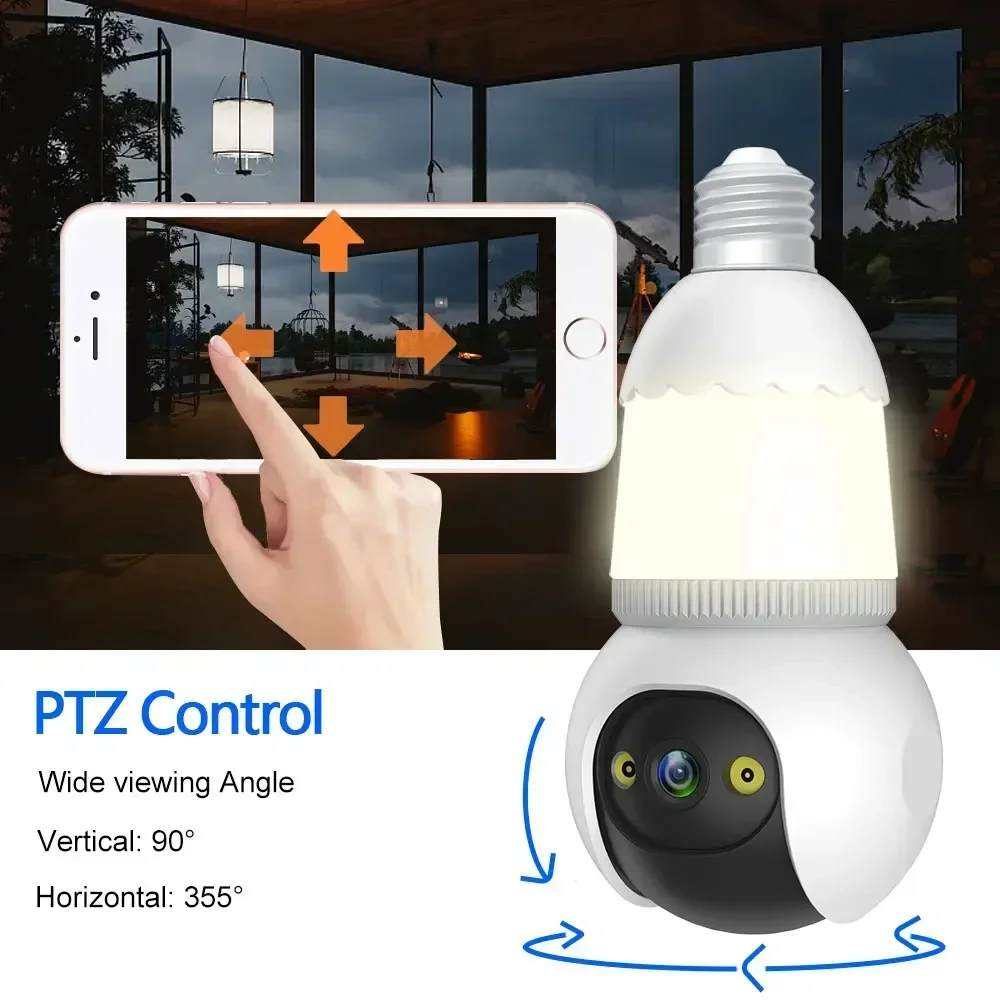 Tuya Smart Life 5MP E27 Bulb WiFi Camera Floodlight  Auto Tracking Two Way Audio Color Night Vision Outdoor Security Camera