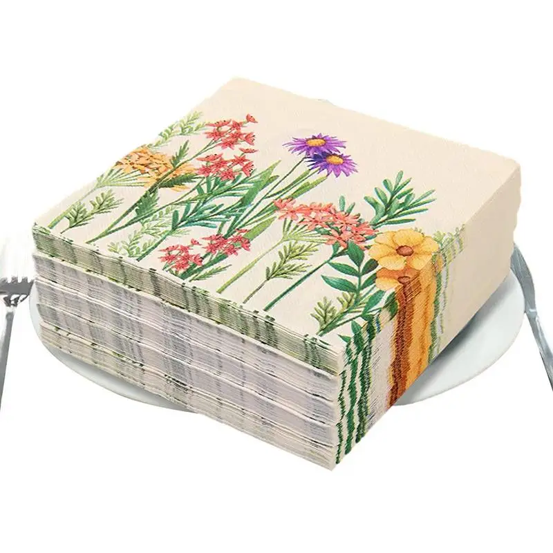 Guardanapos Flower Party Resistant, Papel de Jantar, Decoração de Mesa, Lenços Decorativos, Acessórios para Festa do Chá, 20 Folhas