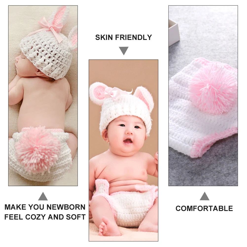 

Baby Photo Knitted Bunny Set Infant Crochet Costume Newborn Easter Outfits Clothes Rabbit Photography Prop Clothing