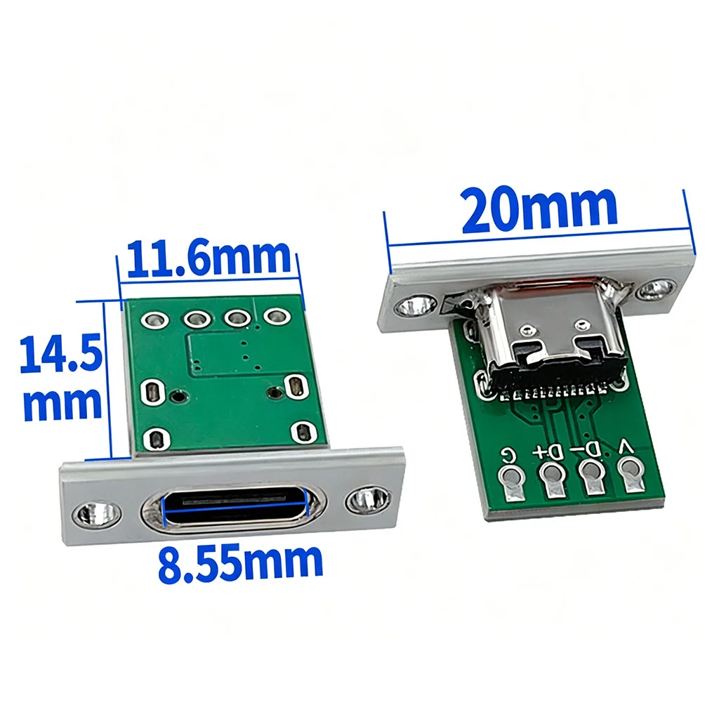 1-10PCS Type C Female Socket Converter Board USB 3.1 Female Connector with White Fixing Plate