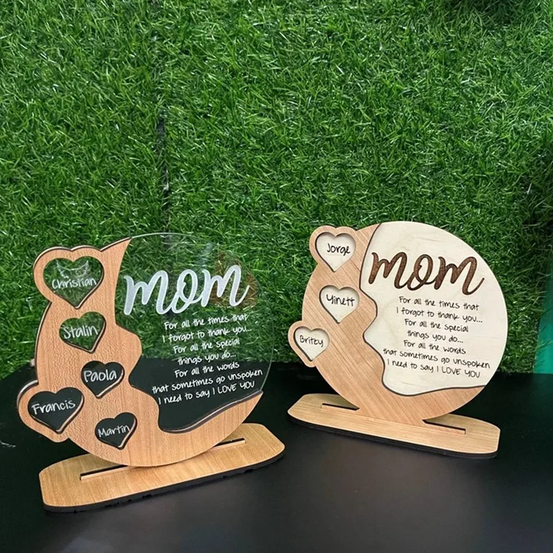 Деревянная мини-табличка в форме сердца для матери, подарок на день матери для мамы на день рождения, персонализированное Подарочное украшение