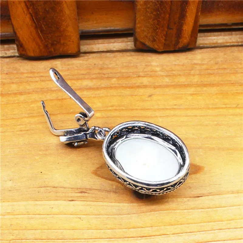 Anstory Pearl Earrings For Women Double Layer Flower Pendant Hook Antique Silver Plated Fashion Jewelry TE288