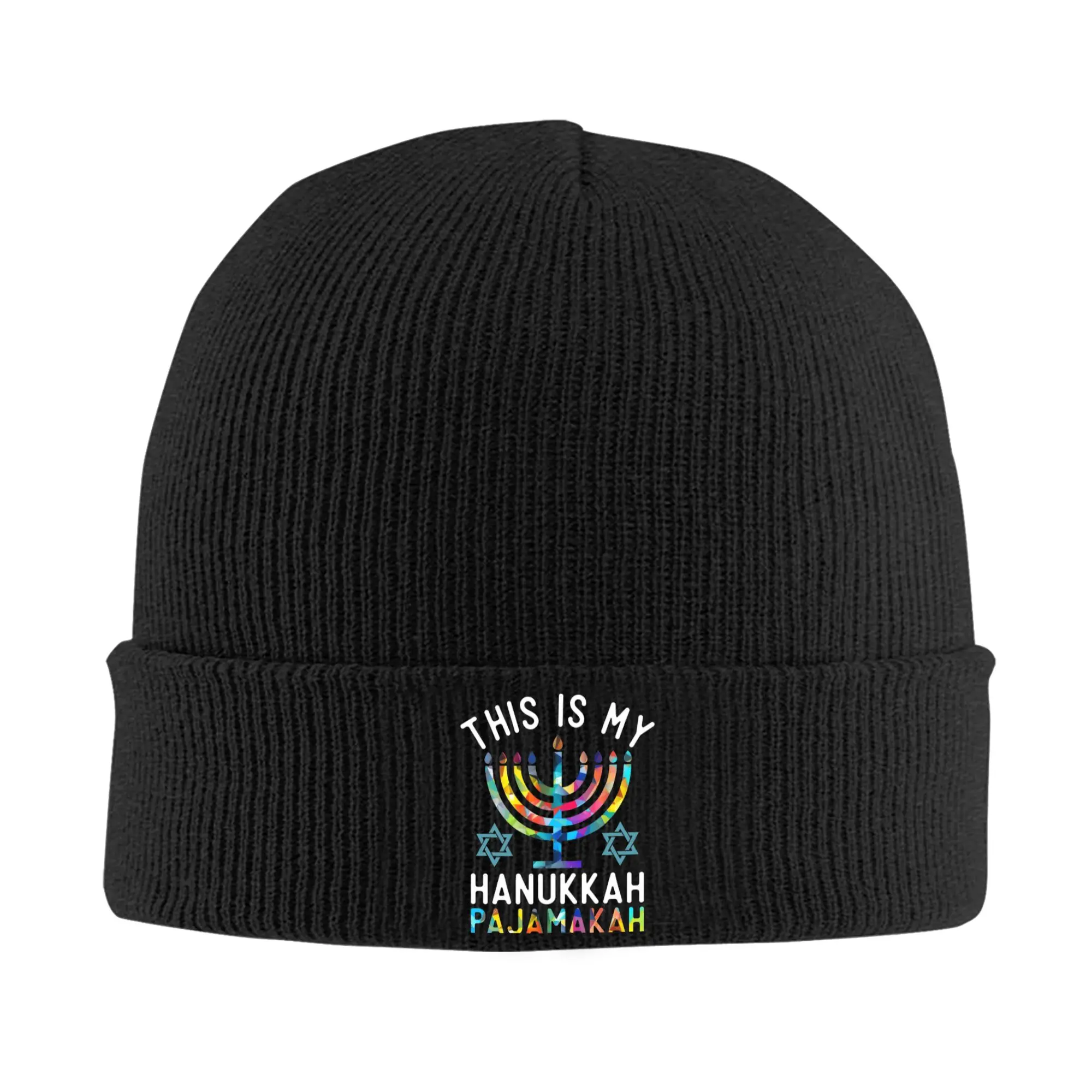 Chanukah Hanukkah Knit Hat Beanie Winter Hat Warm Acrylic  Hip-hop Menorah Candle Caps Men Women Gifts,