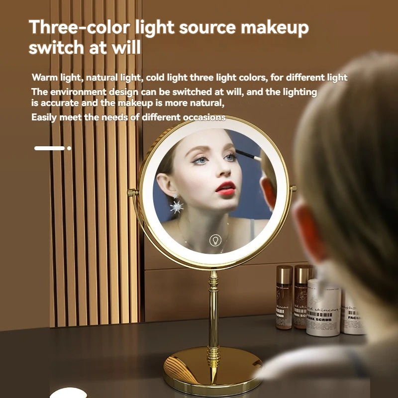 Espelho de maquiagem dupla face, espelho de beleza, espelho de vestir minimalista, espelho de vestir de ampliação de mesa 3x5x 10x