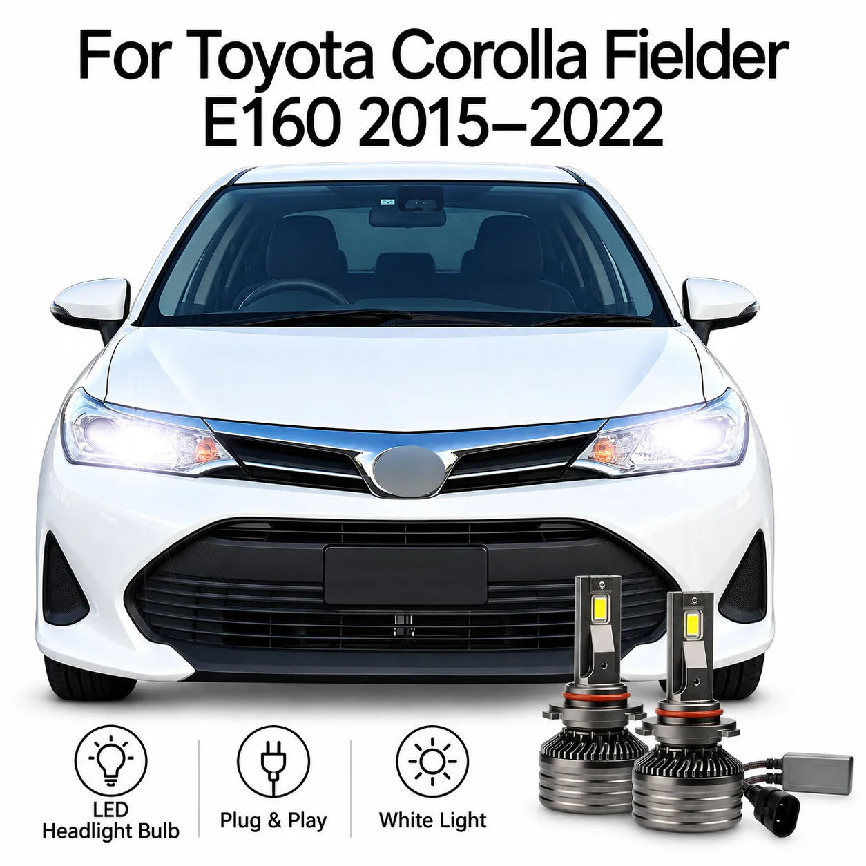 2Pcs Led Headlight Bulb For Toyota Corolla Fielder E160 2015-2022 (only fit original bulb is halogen) High Low Beam Canbus 6000K