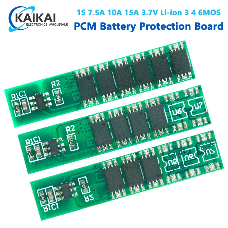 1S 7.5A 10A 15A 3.7V Li-ion 3 4 6MOS BMS PCM Battery Protection Board PCM for 18650 Lithium Lion Battery