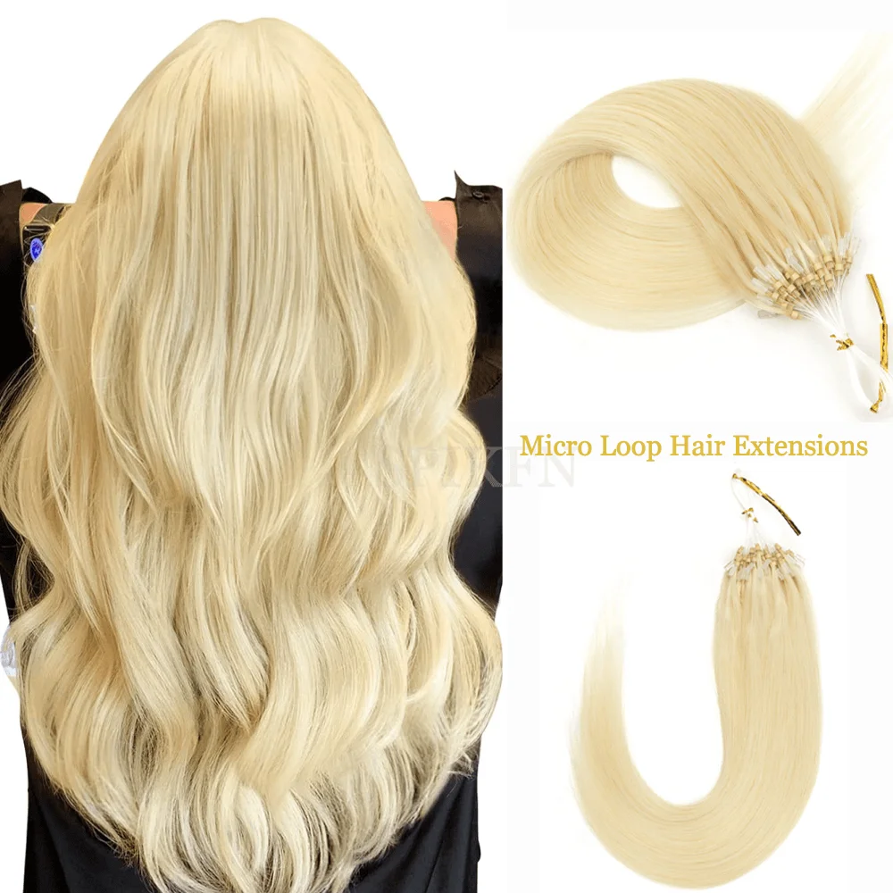

Micro Loop Hair Extensions Natural Straight Micro Ring Link Human Hair 12-20 Inch Black Brown Blonde Real Hair Extension